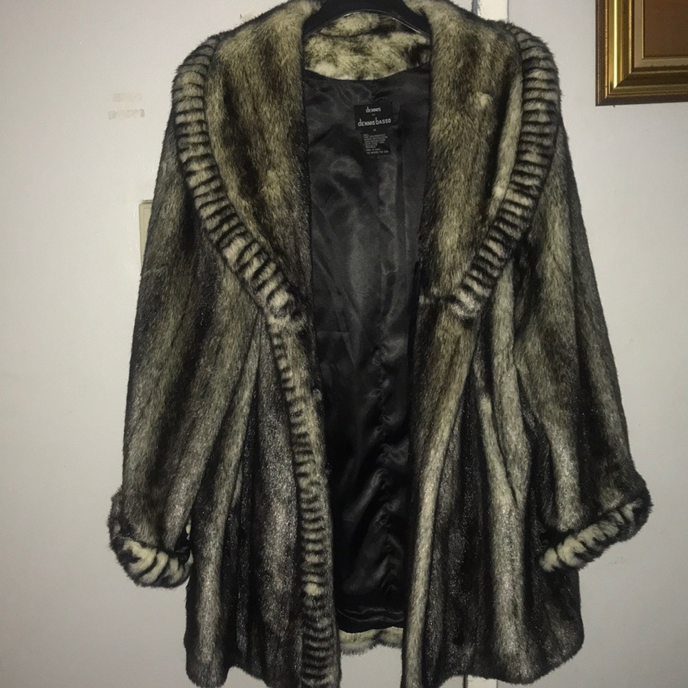 Dennis by Dennis Basso long faux chinchilla coat